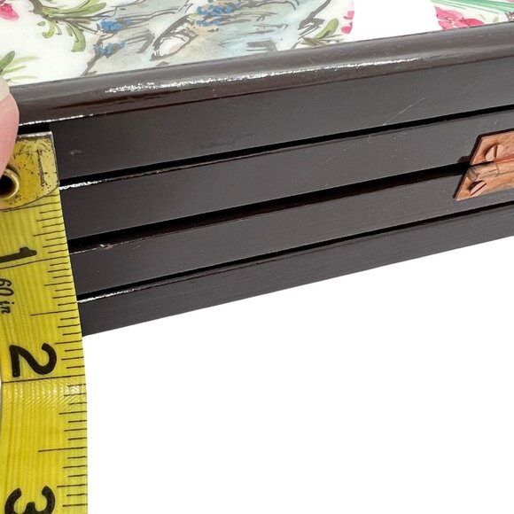 Vintage Chinese Folding Mini Screen With Hand-Painted Stone Panels Landscape Woo - Picture 7 of 9